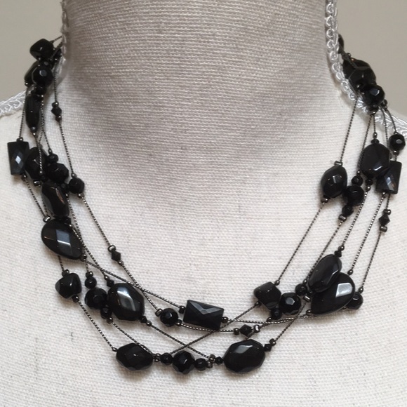 Multi-Layer Black Beaded Necklace - Picture 4 of 5